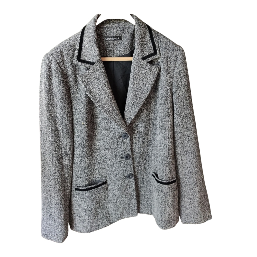 Laura‎ Size 16 Women's Tweed Blazer Jacket With Velvet Trim